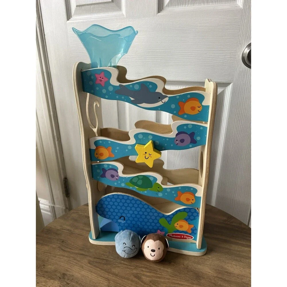 Melissa & Doug Rollables Ocean Slide Counter Wooden Play Set 4 PCs